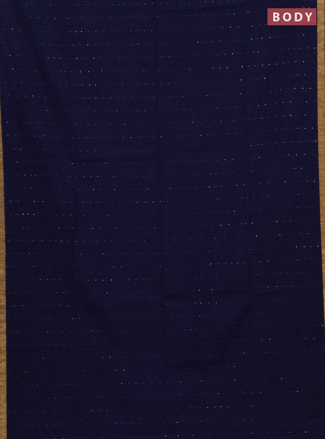 Jute silk saree navy blue with allover sequin work and zari woven border