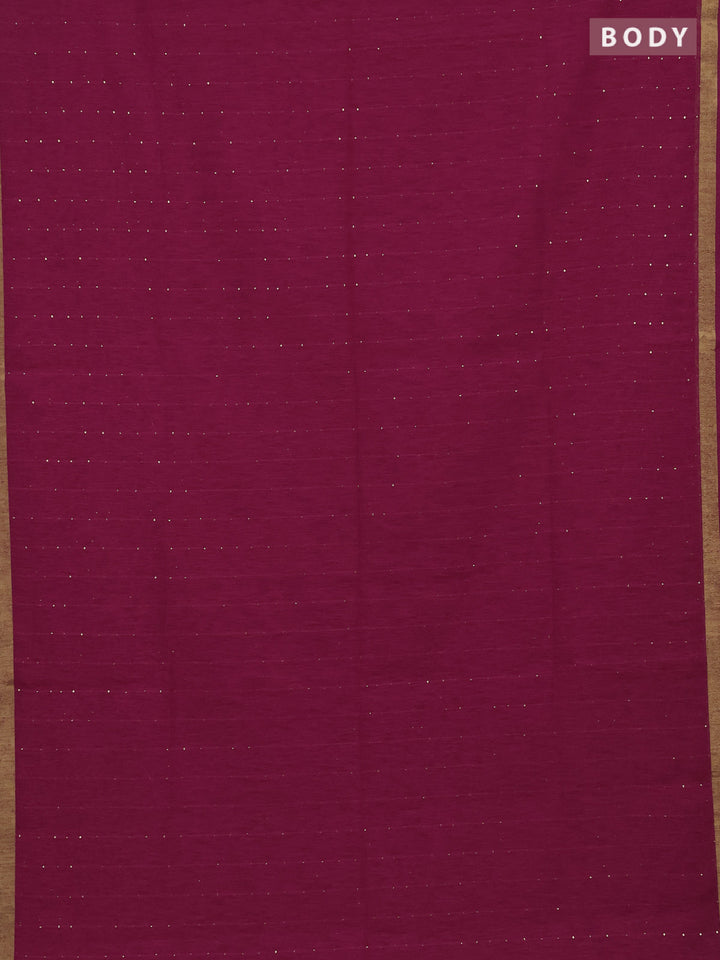 Jute silk saree dark pink with allover sequin work and zari woven border