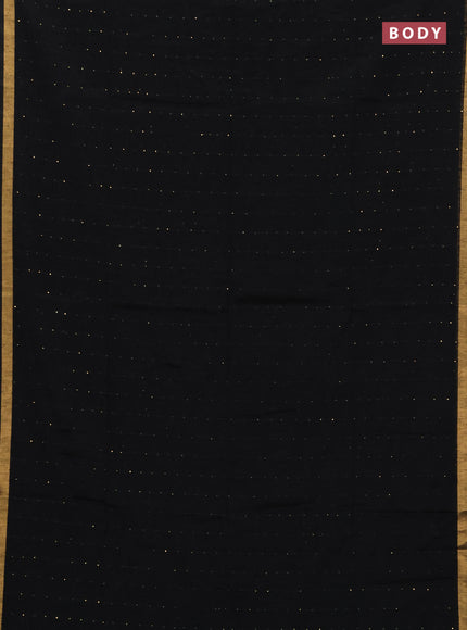Jute silk saree black with allover sequin work and zari woven border
