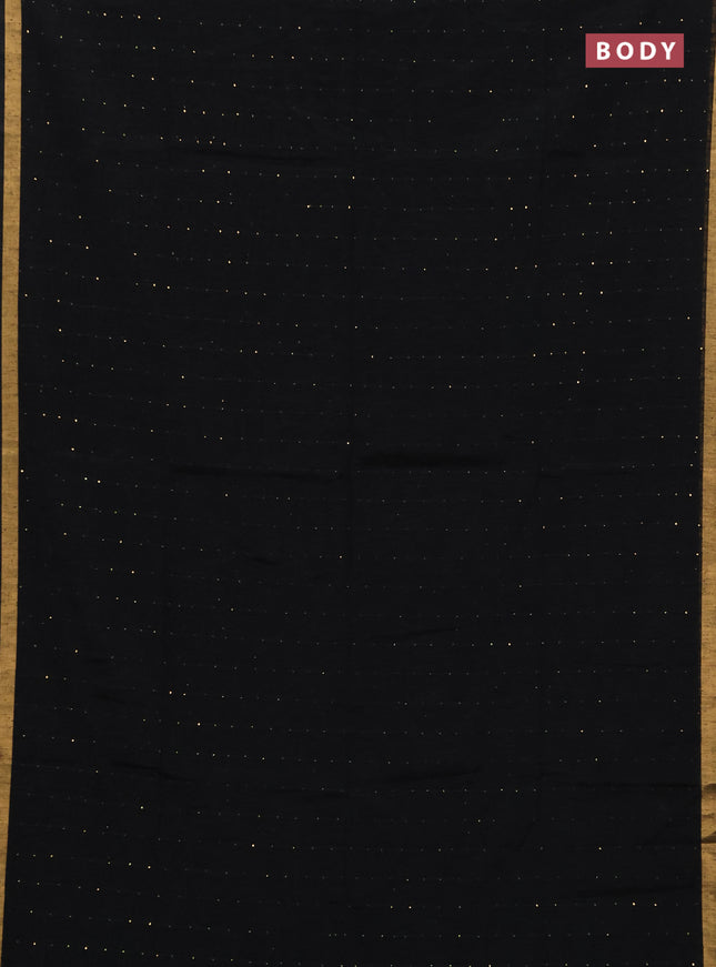 Jute silk saree black with allover sequin work and zari woven border