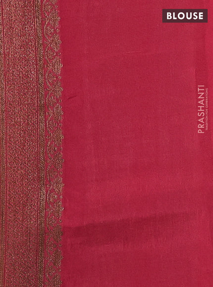 Banarasi semi tussar saree peach red with thread & zari woven buttas in borderless style