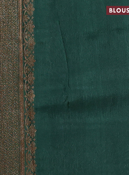 Banarasi semi tussar saree green with thread & zari woven buttas in borderless style