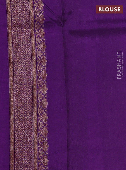 Banarasi semi tussar saree violet with thread & zari woven buttas in borderless style