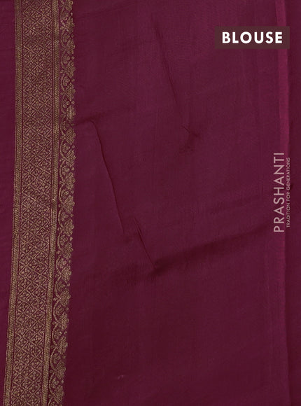Banarasi semi tussar saree wine shade with thread & zari woven buttas in borderless style