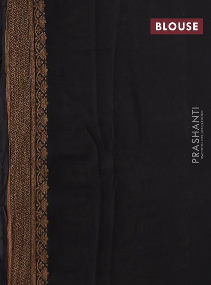 Banarasi semi tussar saree black with thread & zari woven buttas in borderless style