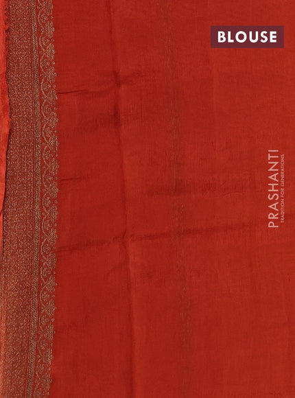 Banarasi semi tussar saree orange with thread & zari woven buttas in borderless style