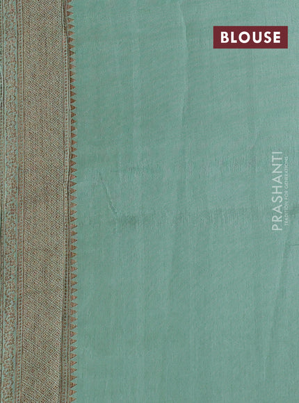 Banarasi semi tussar saree magenta pink and pastel green with thread & zari woven buttas and woven border