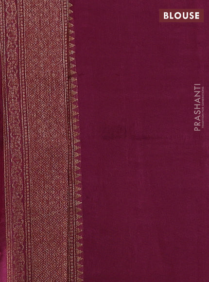 Banarasi semi tussar saree green and wine shade with thread & zari woven buttas and woven border