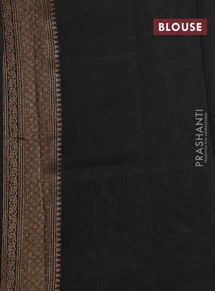 Banarasi semi tussar saree black with thread & zari woven buttas and woven border