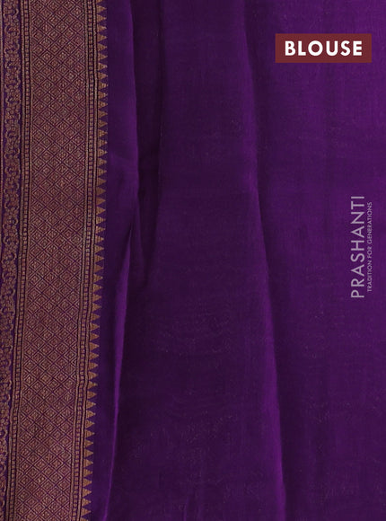 Banarasi semi tussar saree violet with thread & zari woven buttas and woven border