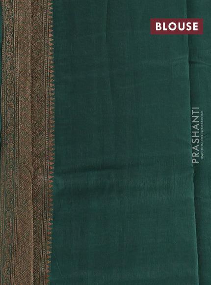 Banarasi semi tussar saree green with thread & zari woven buttas and woven border