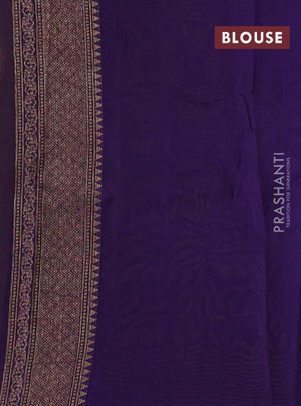 Banarasi semi tussar saree yellow and violet with thread & zari woven buttas and woven border