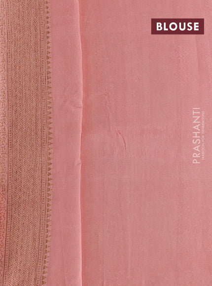 Banarasi semi tussar saree green and peach shade with thread & zari woven buttas and woven border