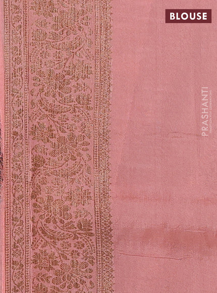 Banarasi semi tussar saree sap green and peach shade with allover thread & zari woven buttas and woven border