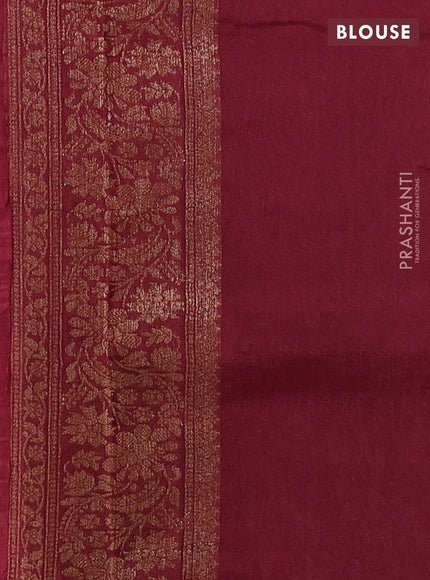 Banarasi semi tussar saree wine shade with allover thread & zari woven buttas and woven border