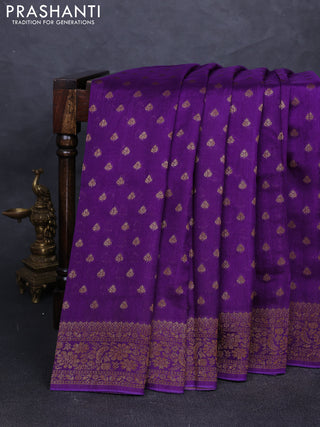 Banarasi semi tussar saree violet with allover thread & zari woven buttas and woven border
