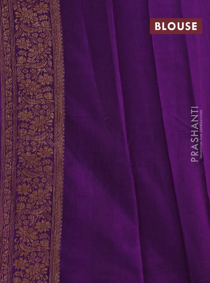 Banarasi semi tussar saree violet with allover thread & zari woven buttas and woven border