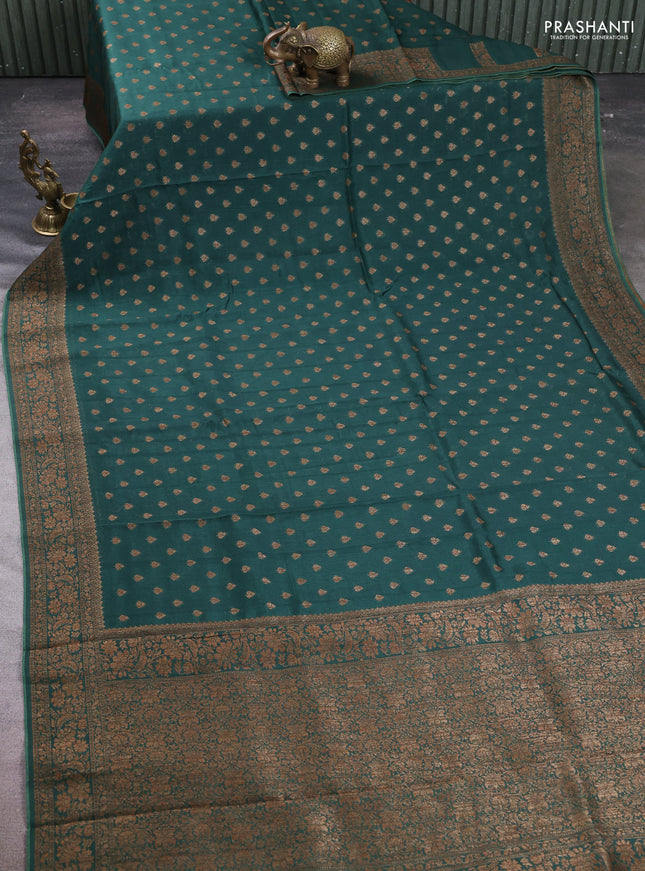 Banarasi semi tussar saree green with allover thread & zari woven buttas and woven border