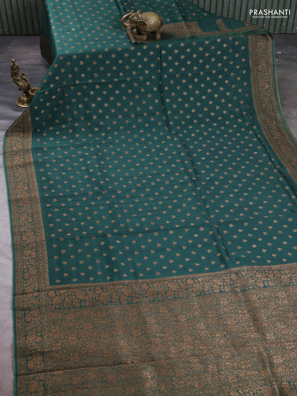 Banarasi semi tussar saree green with allover thread & zari woven buttas and woven border