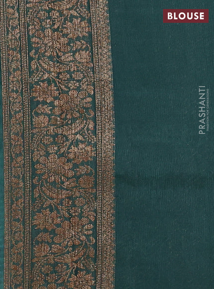 Banarasi semi tussar saree green with allover thread & zari woven buttas and woven border