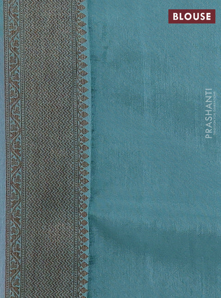 Banarasi semi tussar saree magenta pink and teal blue with thread & zari woven buttas and woven border