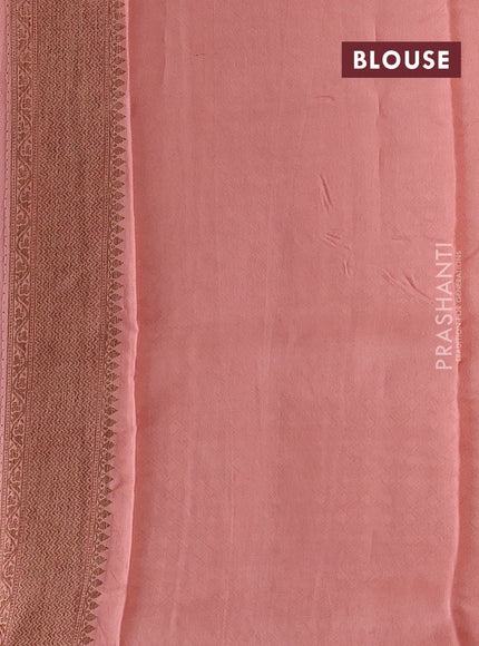 Banarasi semi tussar saree bottle green and peach shade with thread & zari woven buttas and woven border