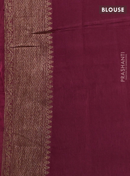 Banarasi semi tussar saree wine shade with thread & zari woven buttas and woven border