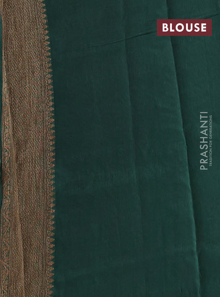 Banarasi semi tussar saree green with thread & zari woven buttas and woven border