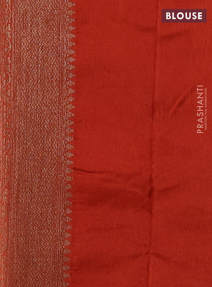 Banarasi semi tussar saree orange with thread & zari woven buttas and woven border
