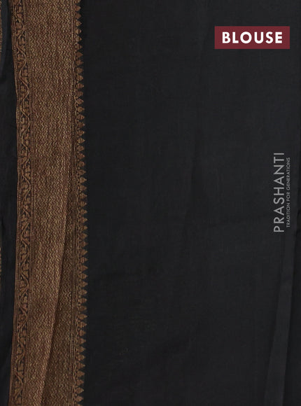 Banarasi semi tussar saree black with thread & zari woven buttas and woven border