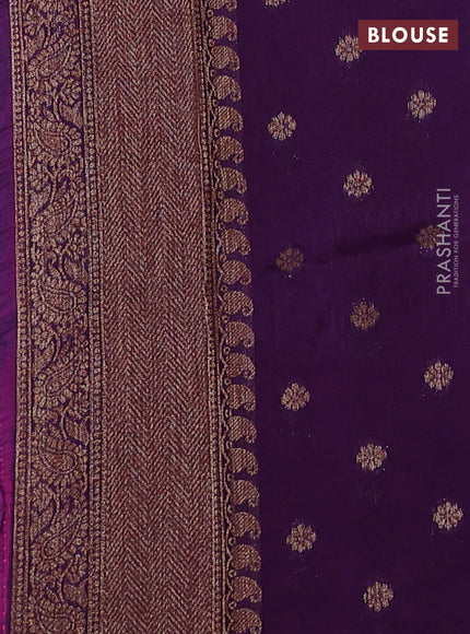 Banarasi semi tussar saree candy pink and violet with thread & zari woven buttas and woven border