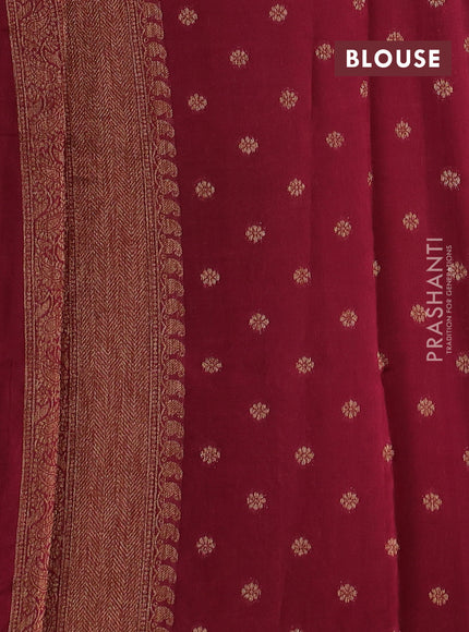 Banarasi semi tussar saree wine shade with thread & zari woven buttas and woven border