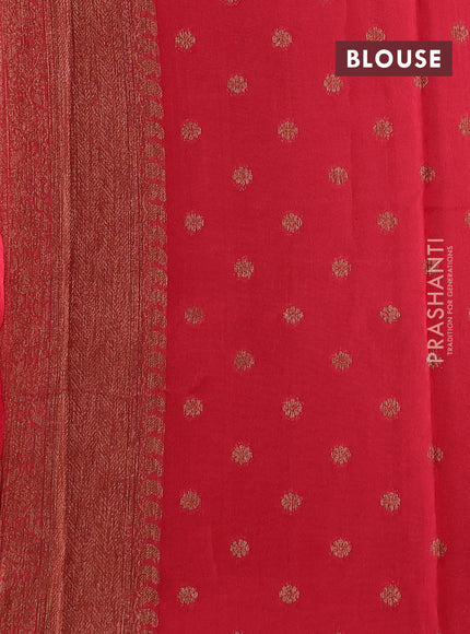 Banarasi semi tussar saree peach red with thread & zari woven buttas and woven border