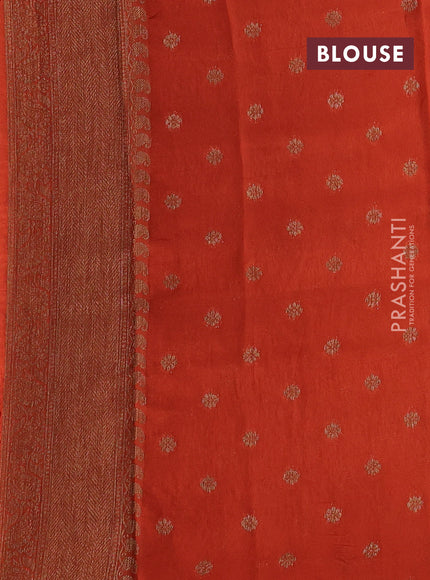 Banarasi semi tussar saree orange with thread & zari woven buttas and woven border