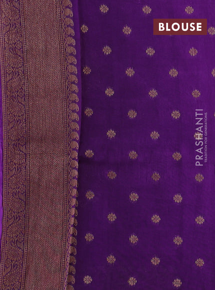 Banarasi semi tussar saree violet with thread & zari woven buttas and woven border