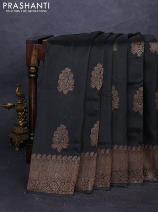 Banarasi semi tussar saree jamun shade with thread & zari woven buttas and woven border
