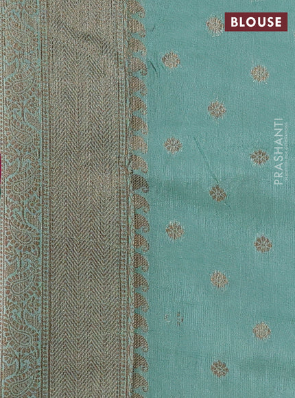 Banarasi semi tussar saree pink and green shade with thread & zari woven buttas and woven border