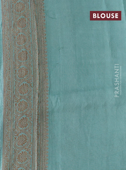 Banarasi semi tussar saree magenta pink and pastel green with allover thread & zari weaves and woven border