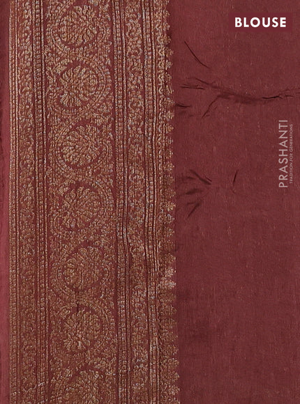 Banarasi semi tussar saree peach shade and brown with allover thread & zari weaves and woven border