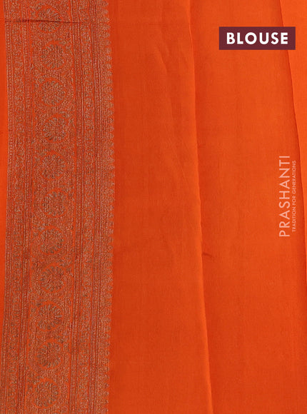 Banarasi semi tussar saree orange with allover thread & zari weaves and woven border