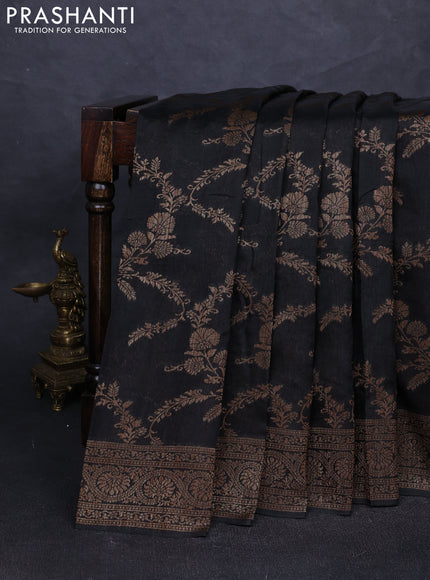 Banarasi semi tussar saree jamun shade with allover thread & zari weaves and woven border