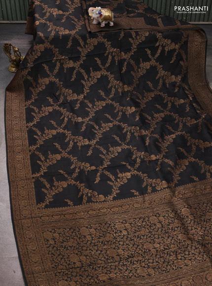 Banarasi semi tussar saree jamun shade with allover thread & zari weaves and woven border