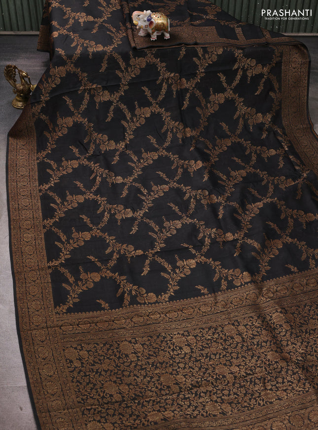 Banarasi semi tussar saree jamun shade with allover thread & zari weaves and woven border