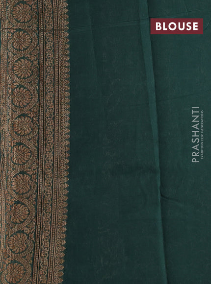 Banarasi semi tussar saree bottle green with allover thread & zari weaves and woven border