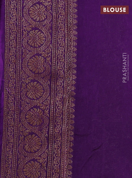 Banarasi semi tussar saree violet with allover thread & zari weaves and woven border