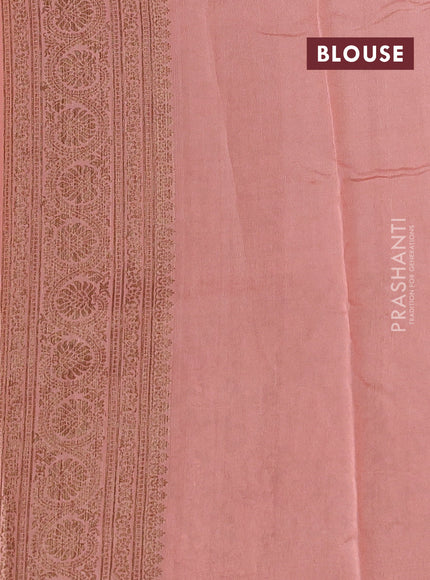 Banarasi semi tussar saree bottle green and peach shade with allover thread & zari weaves and woven border