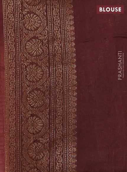 Banarasi semi tussar saree peach shade and brown with allover thread & zari weaves and woven border