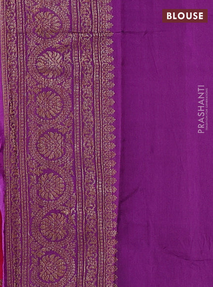 Banarasi semi tussar saree candy pink and purple with allover thread & zari weaves and woven border