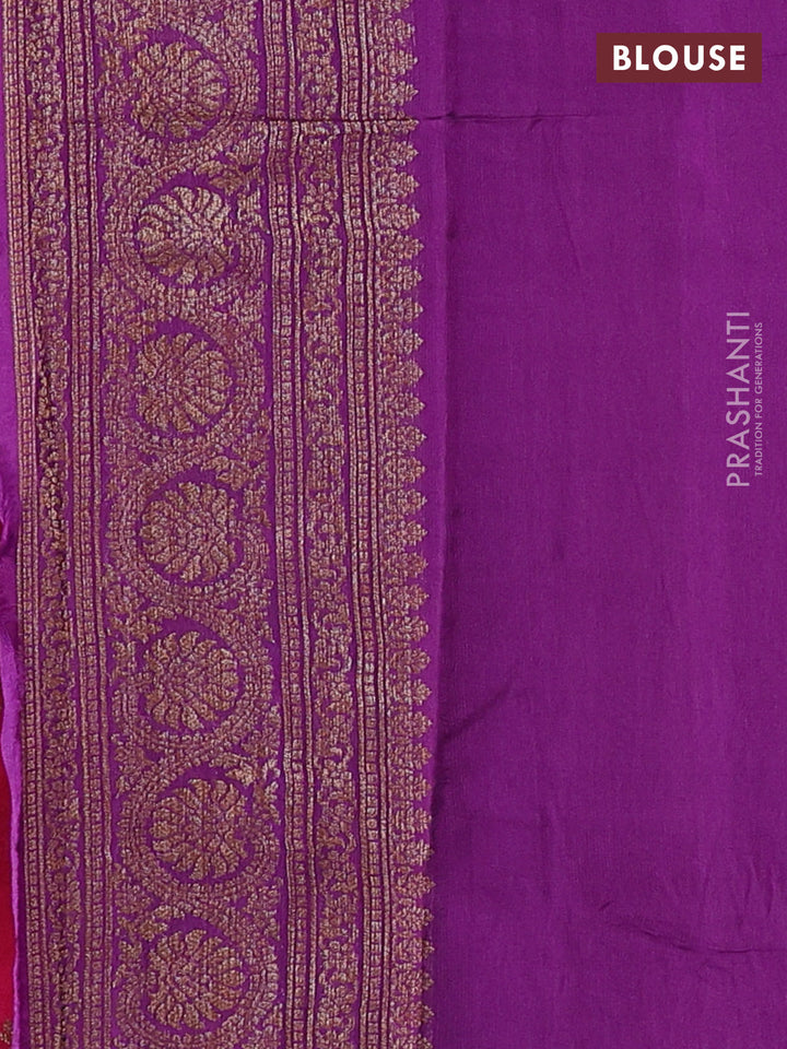 Banarasi semi tussar saree candy pink and purple with allover thread & zari weaves and woven border