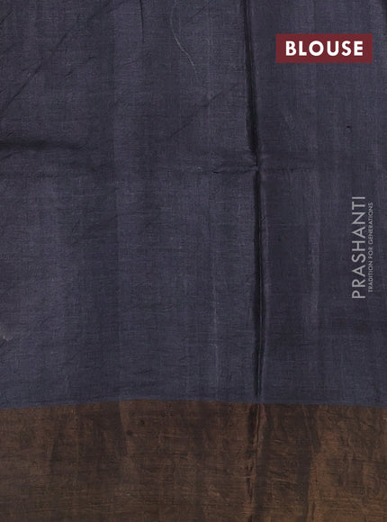 Pure tussar silk saree cream and elephant grey with butta prints and zari woven border